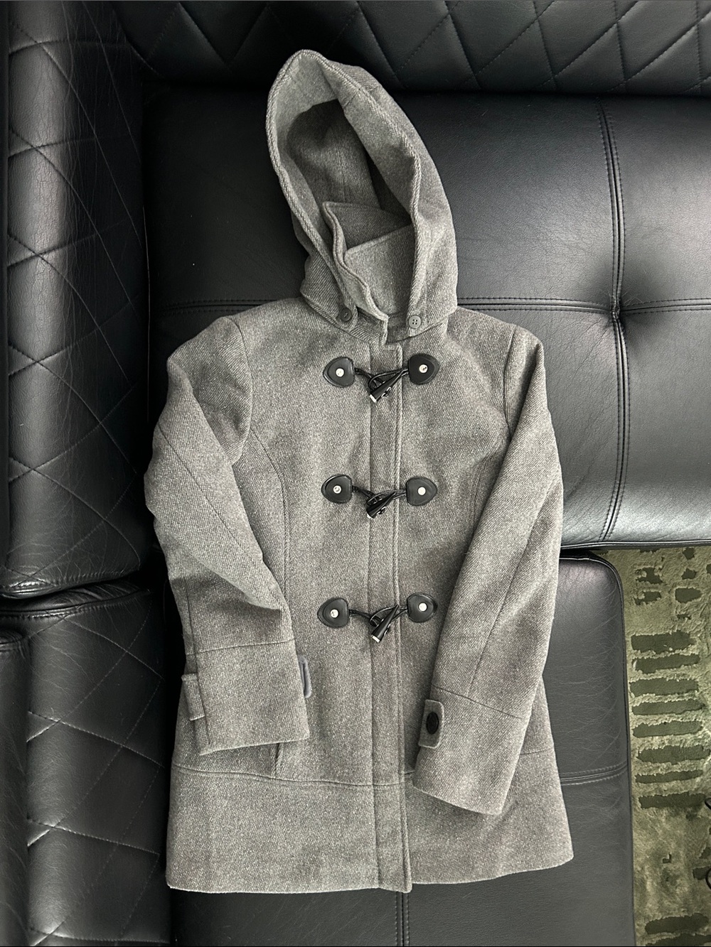 Calvin Klein Gray Hooded Toggle Pea Coat